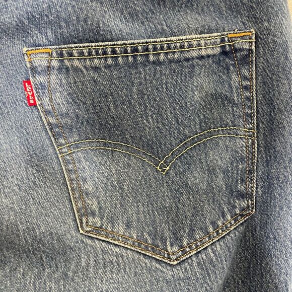 Levis 501XX Jeans Mens 36x34 (39x34) Blue Denim Button Fly 5 Pocket Distressed - Picture 10 of 14